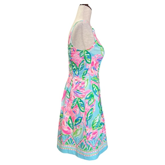LILLY PULITZER WOMEN’S  NWT LINNET STRETCH DRESS WITH POCKETS  PINK WHITE SZ 0 - Picture 5 of 11